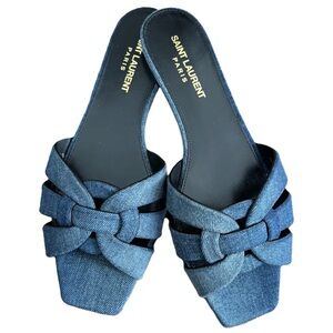 AUTHENTIC Saint Laurent Tribute Denim Sandals